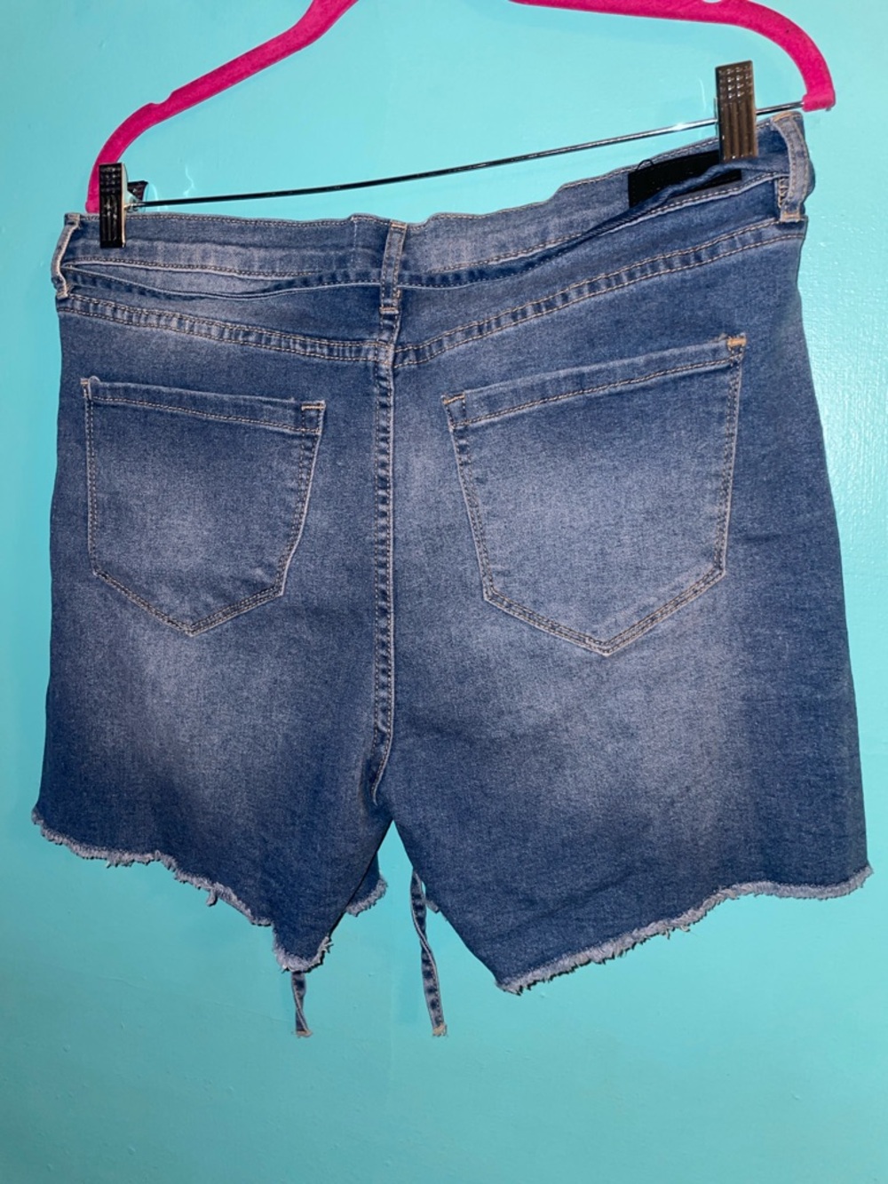 Nicole Miller Raw Hem High-Rise Denim Shorts - Blue - Picture 7 of 12